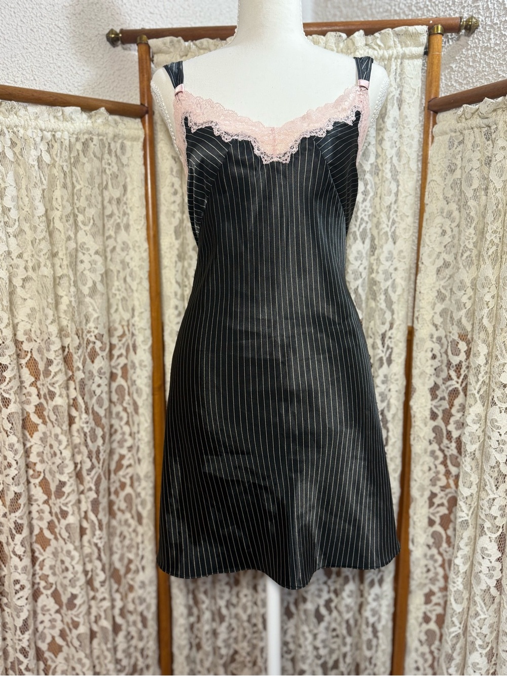 Y2K Sensara Pinstripe Satin Slip Dress